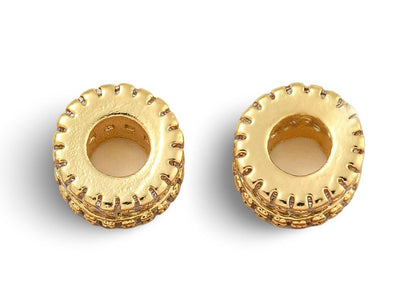 Micro Pave Cylinder Beads, 18k Gold Plated - SY032