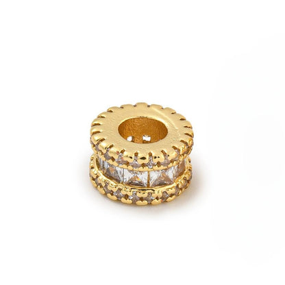 Micro Pave Cylinder Beads, 18k Gold Plated - SY032