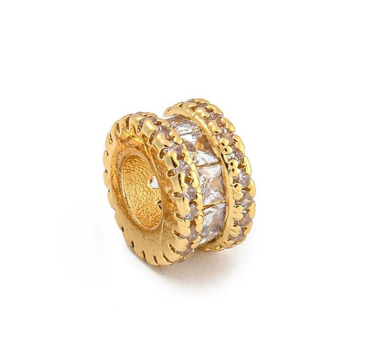 Micro Pave Cylinder Beads, 18k Gold Plated - SY032