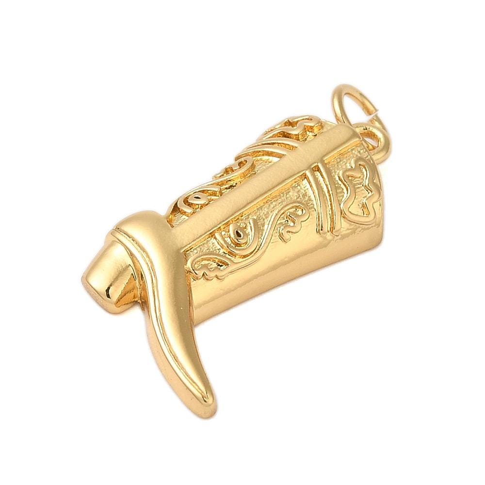 Cowboy Boot Charm, Shiny 18k Gold Plated - SY023