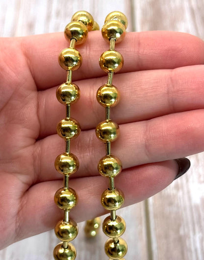 8mm Ball Chain, Ion Plated Antiqued Gold Findings