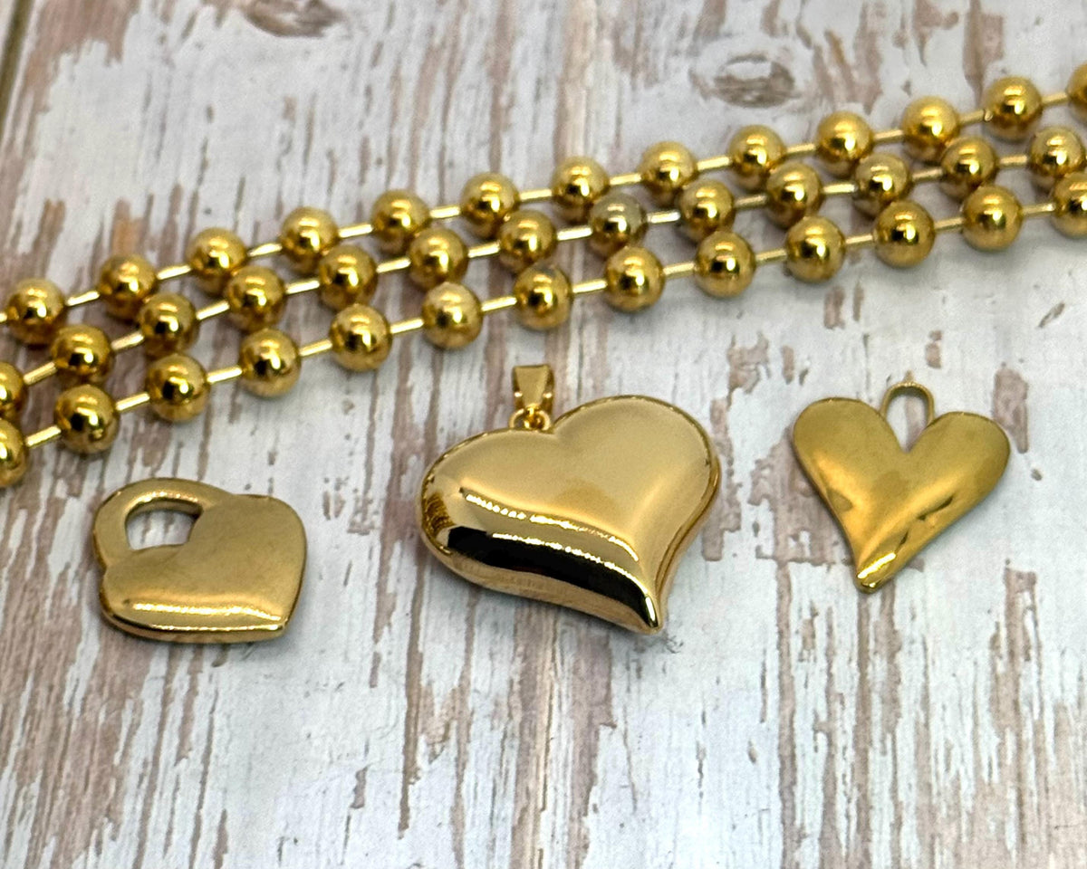 8mm Ball Chain, Ion Plated Antiqued Gold Findings