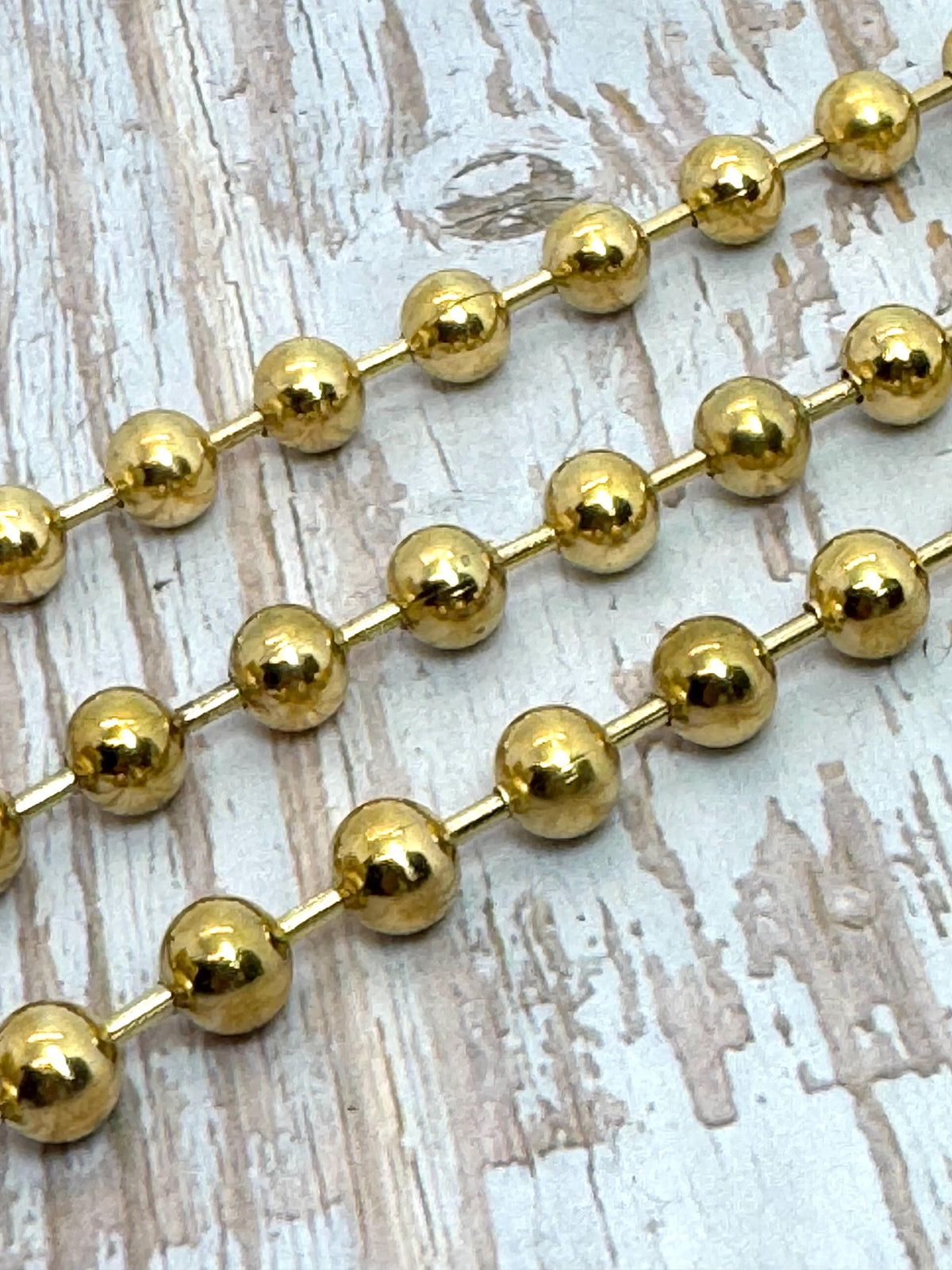 8mm Ball Chain, Ion Plated Antiqued Gold Findings