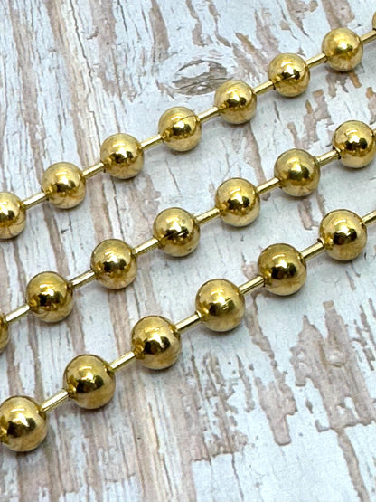 8mm Ball Chain, Ion Plated Antiqued Gold Findings
