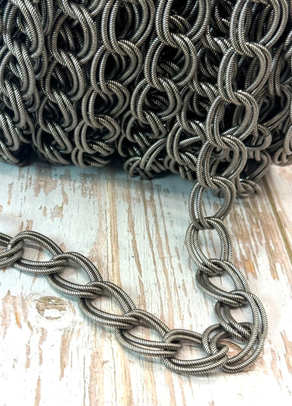 Chunky Double Link Chain, Antiqued Pewter Plated - P003-CH