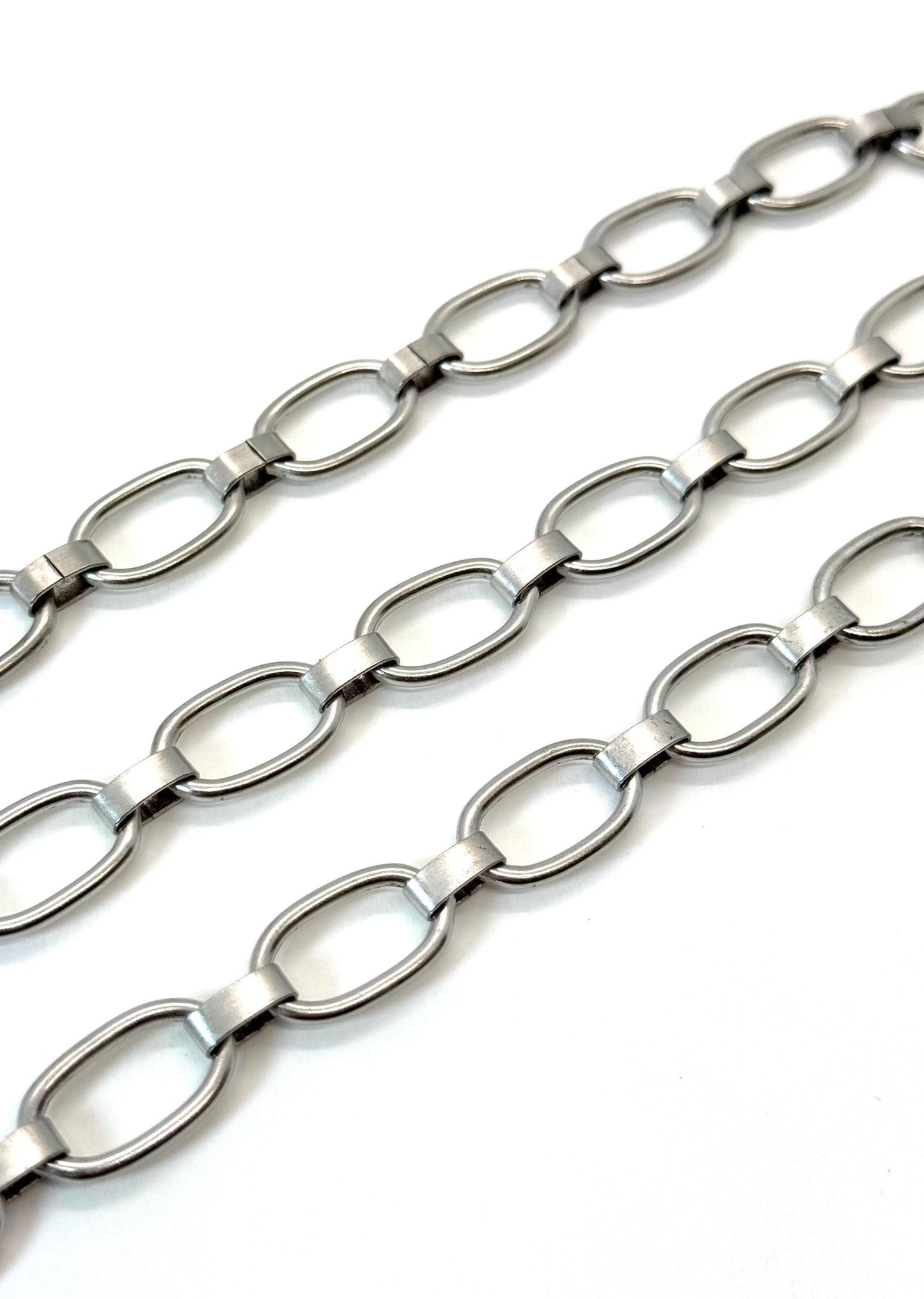 Chunky Oval Link-and-Connector Chain, Antiqued Pewter Plated - P005-CH