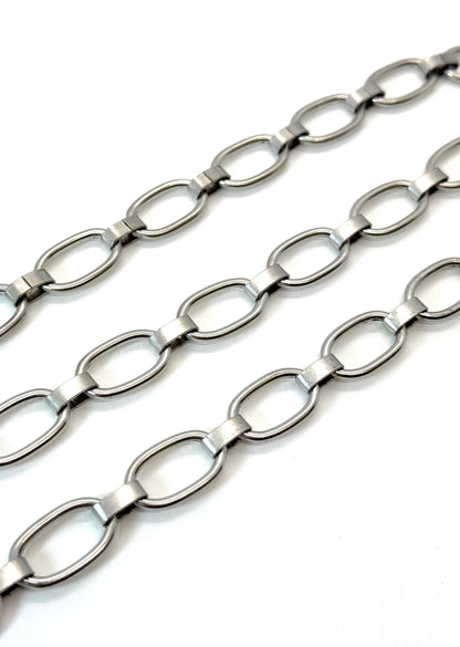 Chunky Oval Link-and-Connector Chain, Antiqued Pewter Plated - P005-CH