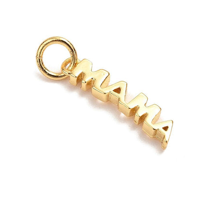 Tiny 'Mama' Word Charm, Shiny 18k Gold Plated - SY003