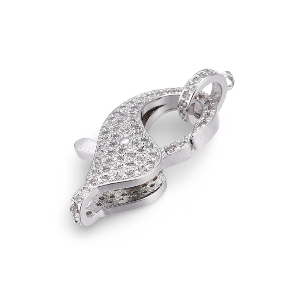 Micro Pave Cubic Zirconia Clasp, Platinum Plated - CZ612