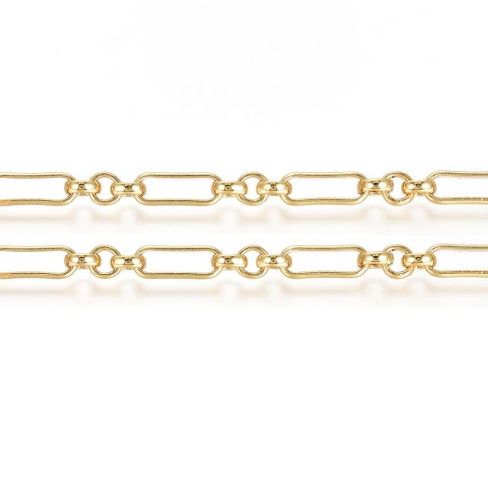 Large Irregular Link Chain, Shiny 18k Gold Plated