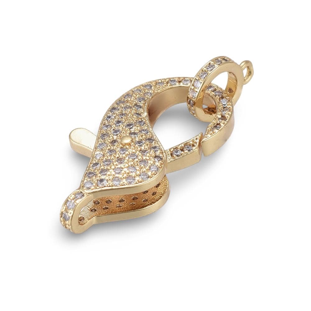 Sparkly Micro Pave Lobster Clasp, Shiny 18k Gold Plated - SY079