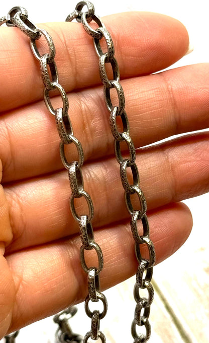Hammered Rolo Chain, Antiqued Pewter Plated - P042-CH