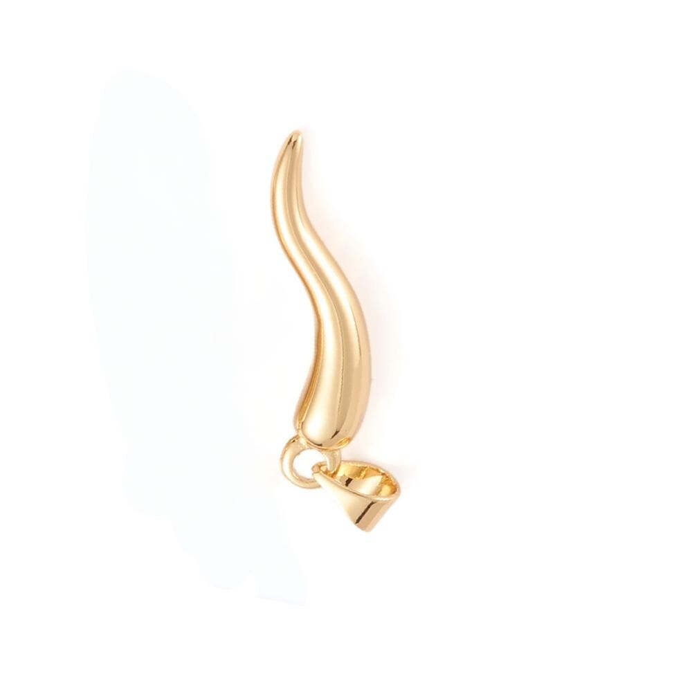 Italian Horn Pendant, Shiny 18k Gold Plated - SY018