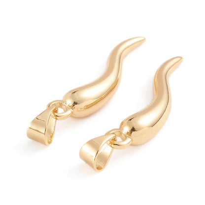 Italian Horn Pendant, Shiny 18k Gold Plated - SY018