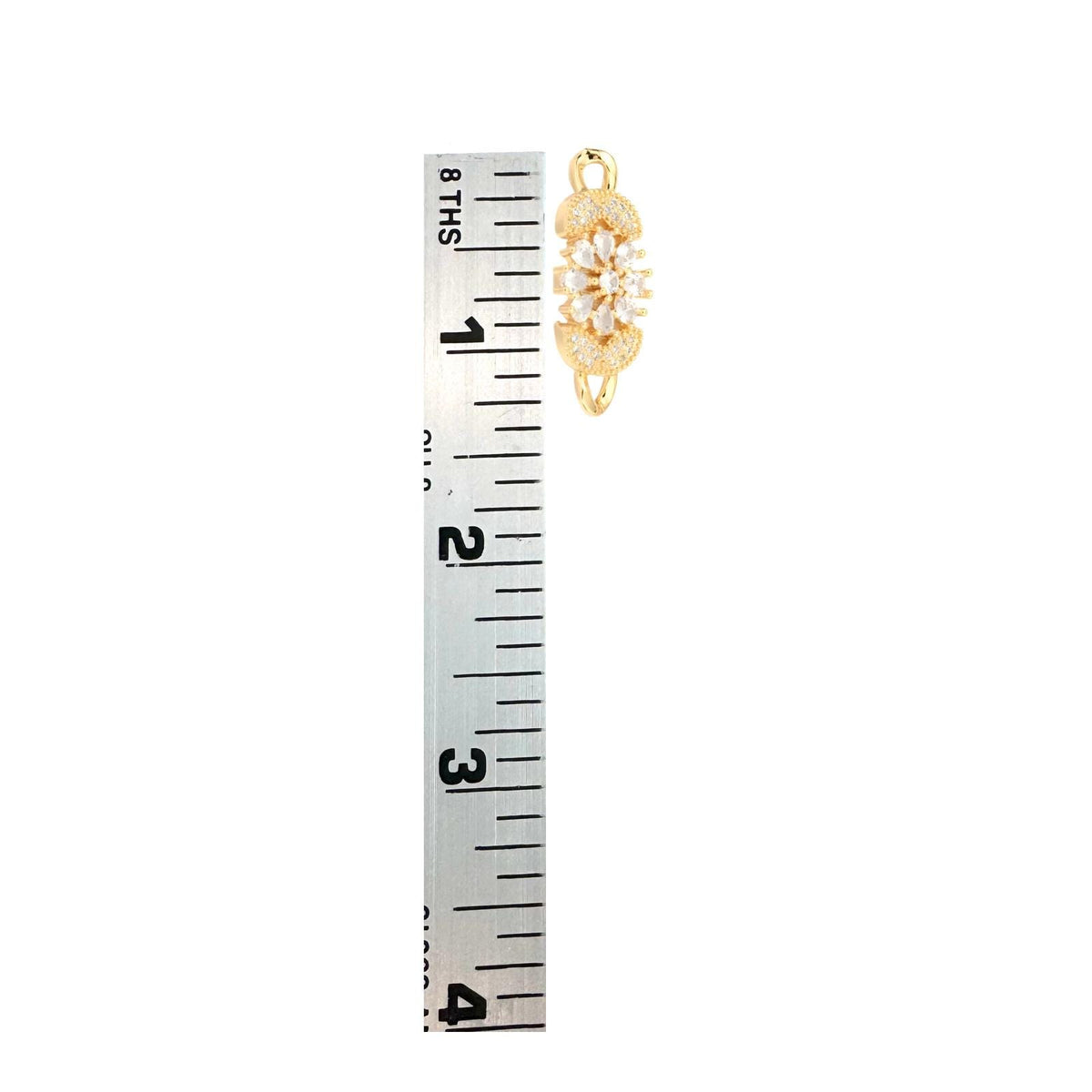 Micro Pave Flower Connector, Shiny 18k Gold Plated - SY040