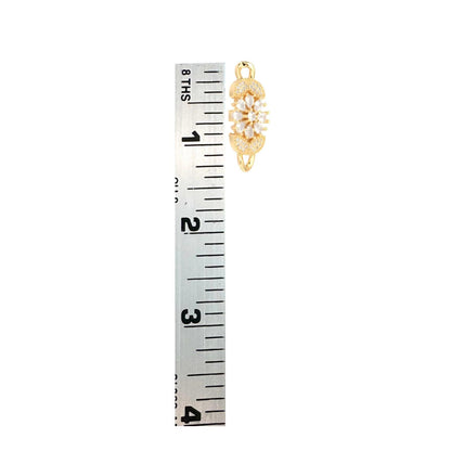 Micro Pave Flower Connector, Shiny 18k Gold Plated - SY040