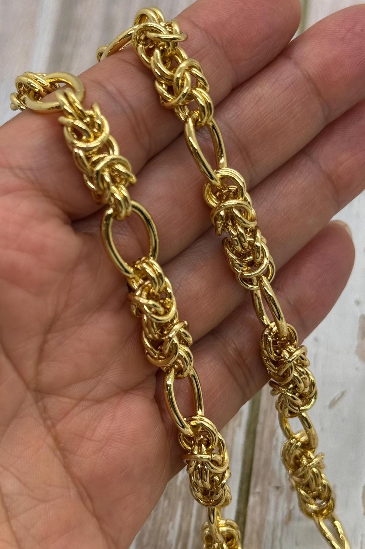 Byzantine Gold Plated Chain, Shiny 18k Gold Plated