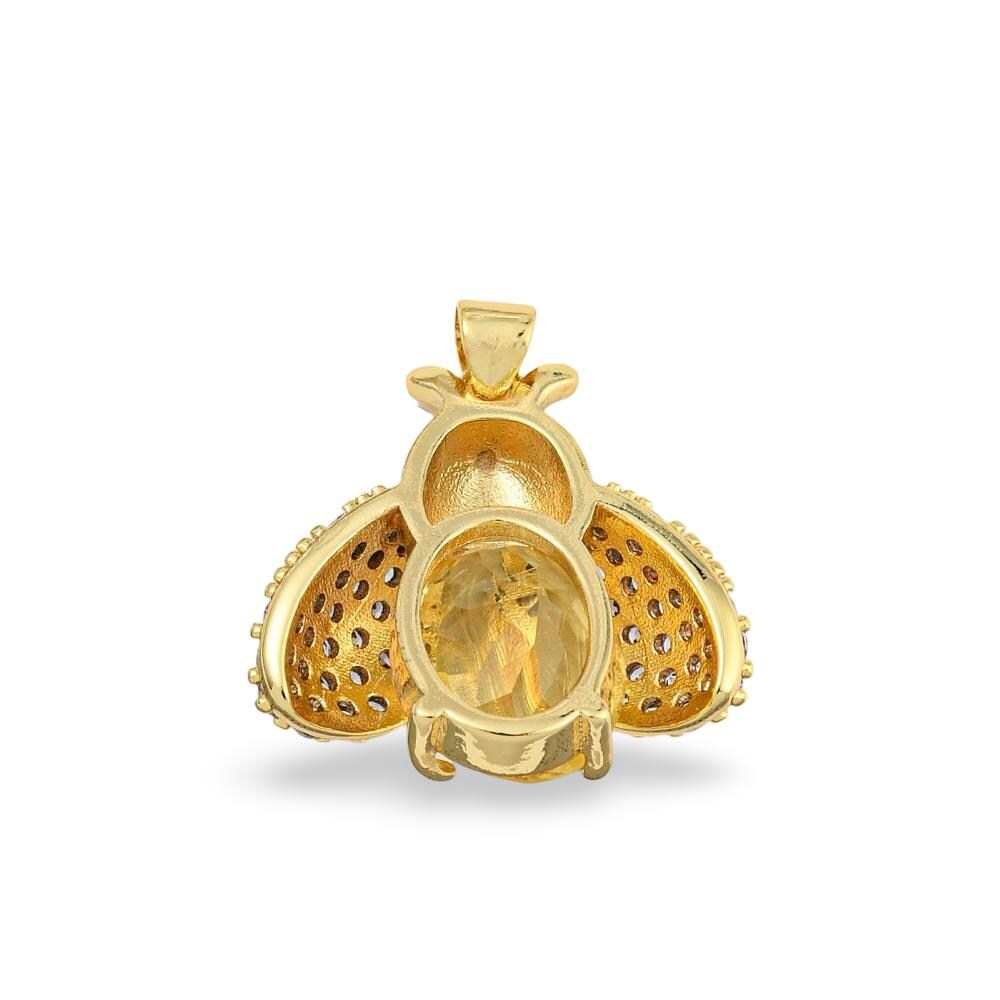 Cubic Zirconia Ladybug Charm, Red or Yellow, Shiny 18k Gold Plated