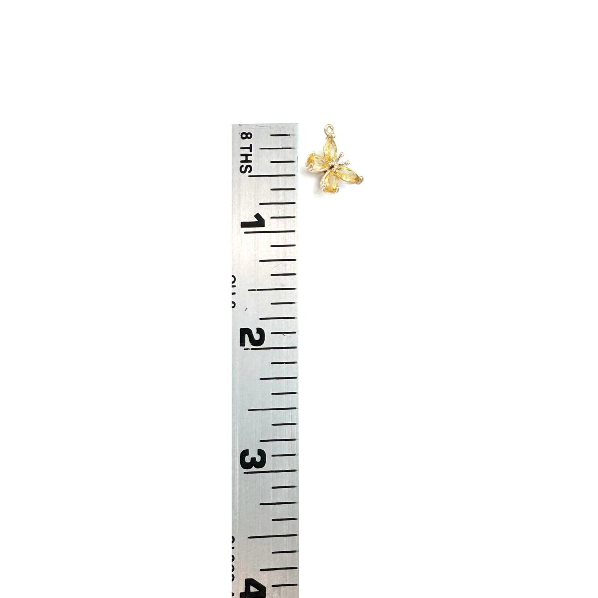 Dainty Butterfly Charm with Yellow Cubic Zirconia, Shiny 18k Gold Plated - SY055