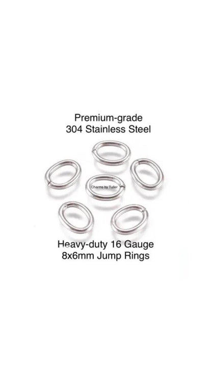 8x6mm Oval Jump Ring, Stainless Steel Findings - SS023-JR