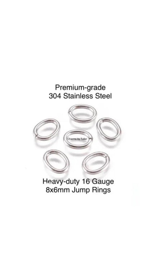8x6mm Oval Jump Ring, Stainless Steel Findings - SS023-JR