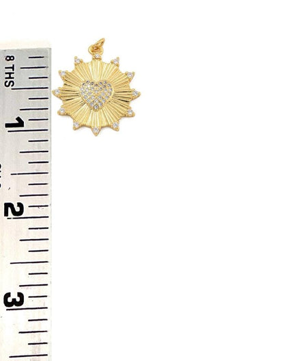 Spiky Micro Pave Heart Pendant, Shiny 18k Gold Plated - SY042