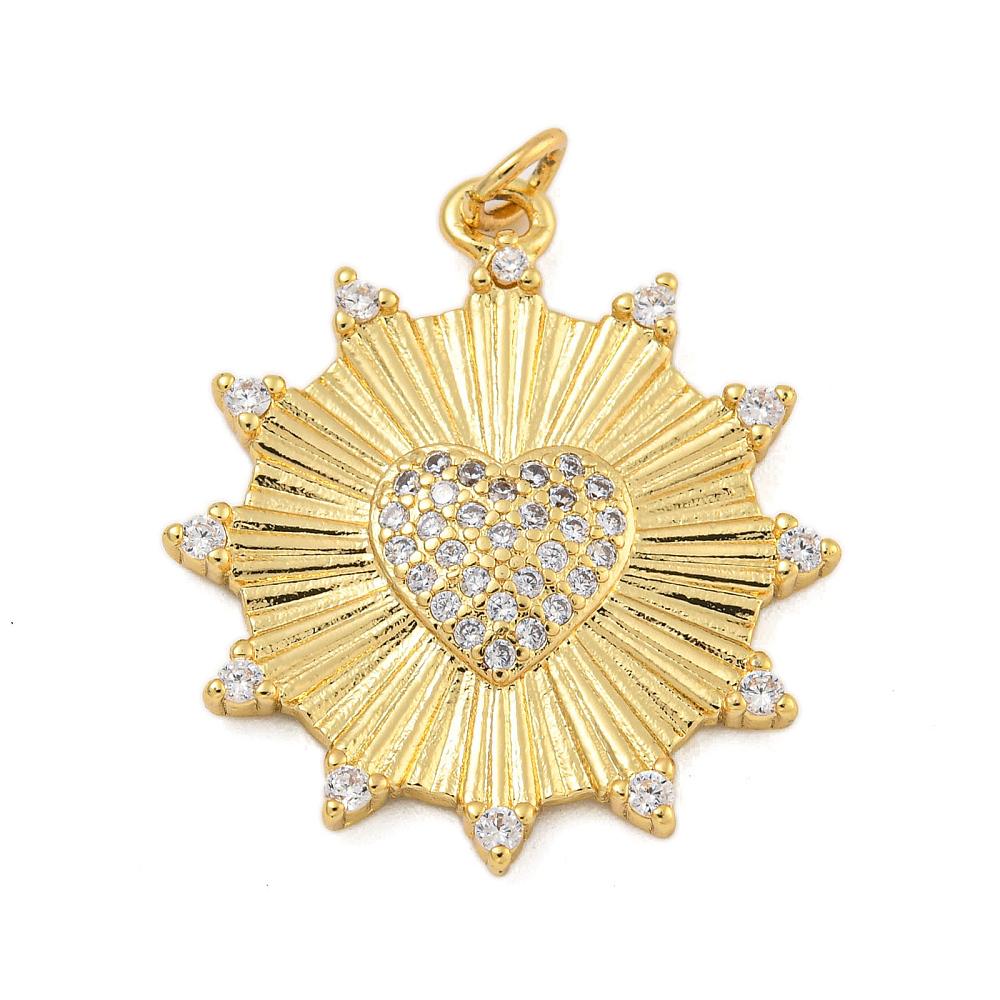Spiky Micro Pave Heart Pendant, Shiny 18k Gold Plated - SY042