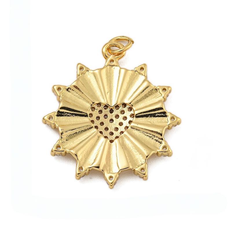 Spiky Micro Pave Heart Pendant, Shiny 18k Gold Plated - SY042