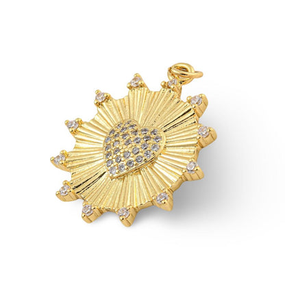 Spiky Micro Pave Heart Pendant, Shiny 18k Gold Plated - SY042