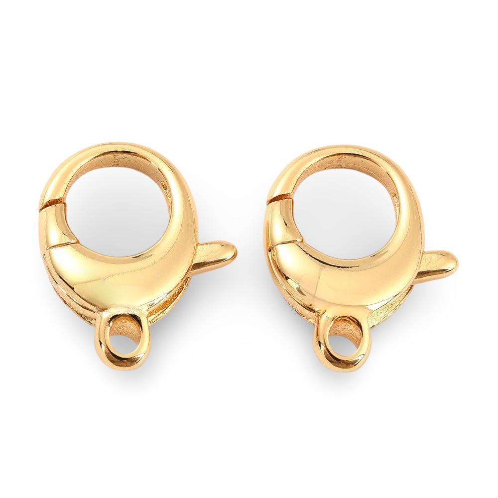 Large Round Lobster Clasp, Shiny 18k Gold Plated - SY086