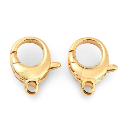 Large Round Lobster Clasp, Shiny 18k Gold Plated - SY086