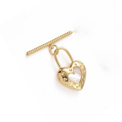 Heart Lock Toggle Clasp, Shiny 18k Gold Plated - SY005