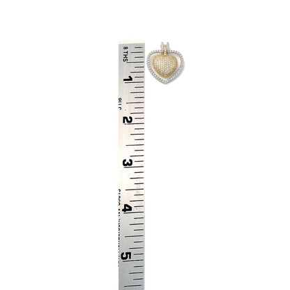 Mixed Metal Micro Pave Heart Charm, Shiny 18k Gold Plated - SY050