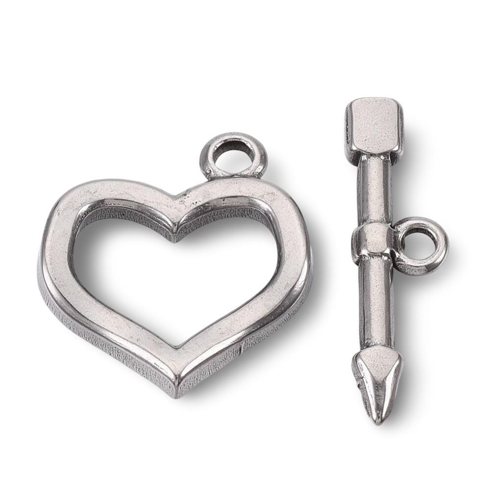 Small Cupid Heart Toggle, Stainless Steel - SS043
