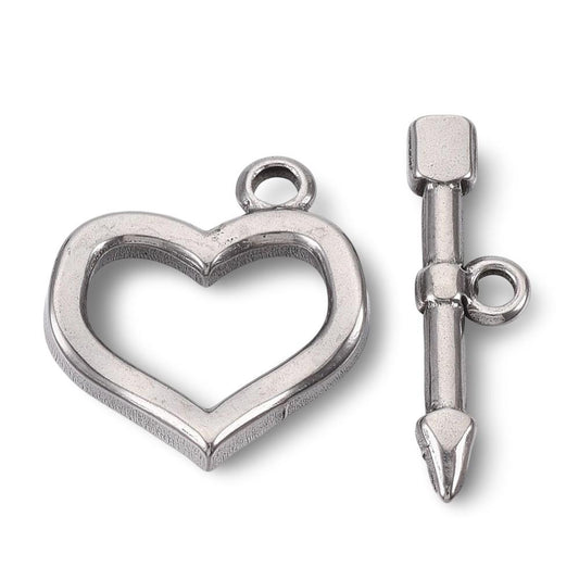 Small Cupid Heart Toggle, Stainless Steel - SS043
