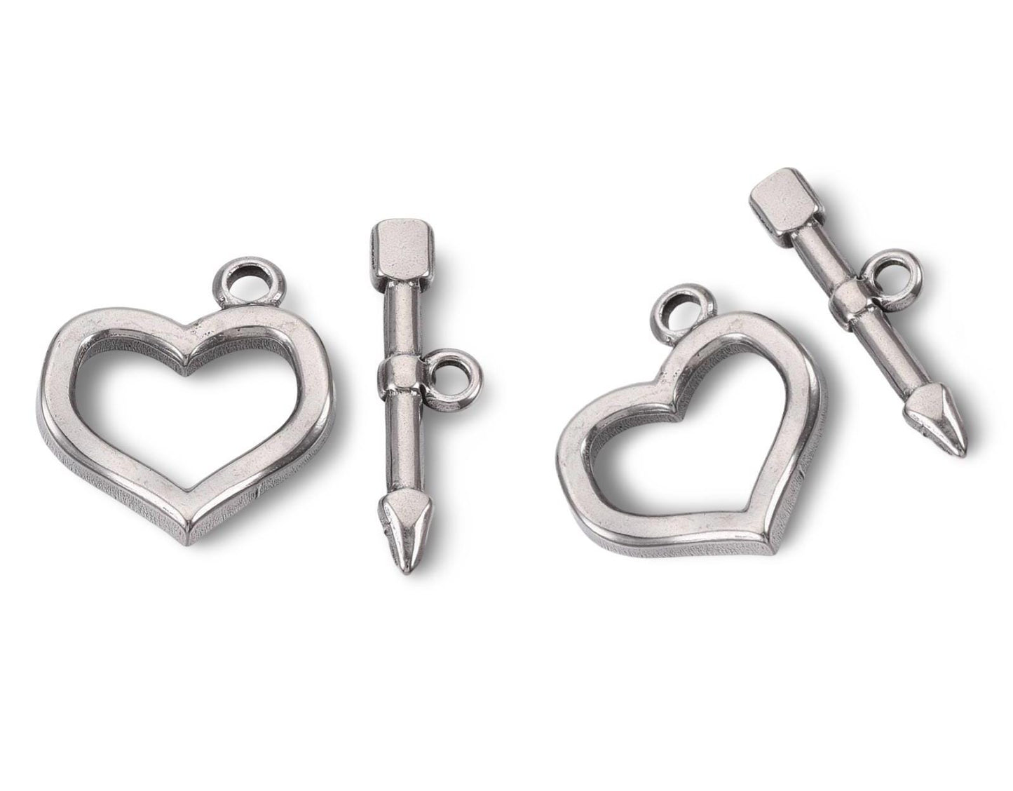 Small Cupid Heart Toggle, Stainless Steel - SS043