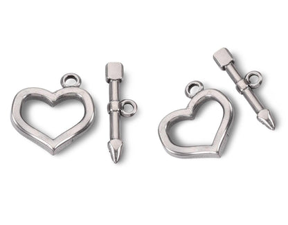 Small Cupid Heart Toggle, Stainless Steel - SS043