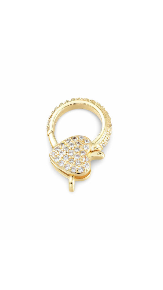 Sparkly Heart Round Lobster Clasp, Shiny 18k Gold Plated - SY080