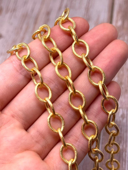 Chunky 11x9mm able Chain, Satin 18k Gold Plated - S059-CH
