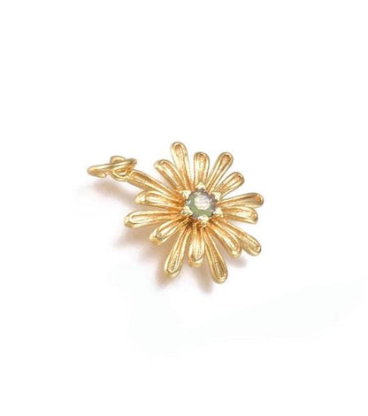 Flower Charm with Color Cubic Zirconia, Shiny 18k Gold Plated - SY047