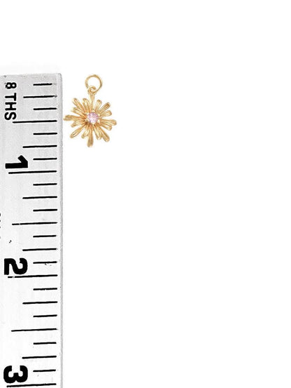 Flower Charm with Color Cubic Zirconia, Shiny 18k Gold Plated - SY047