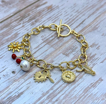 Large Round Toggle Clasp,  Shiny 18k Gold Plated - SY073