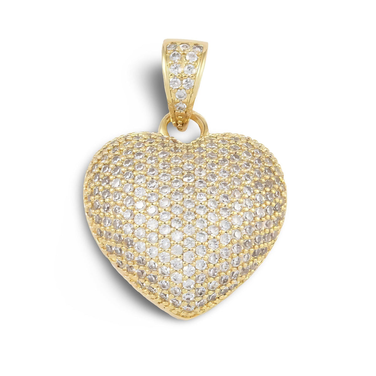 Large Micro Pave Heart Pendant, 18k Gold Plated - SY001