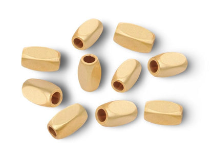 6x3mm Tube Beads (Set of 10), Satin 18k Gold Plated - ST615