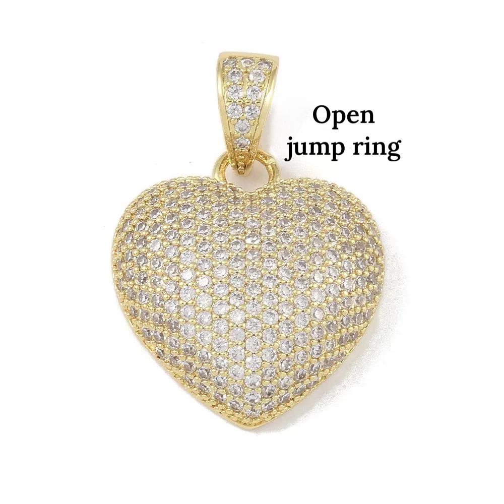 Large Micro Pave Heart Pendant, 18k Gold Plated - SY001