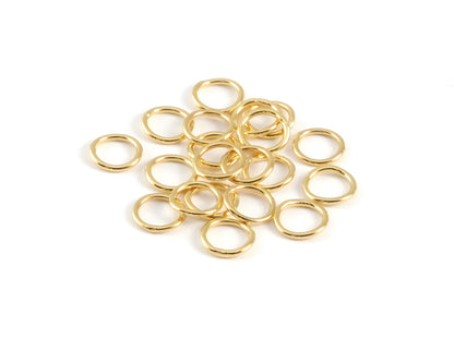 7mm 18 Gauge Jump Rings, 20 Units, Shiny 18k Gold Plated - G004-JR