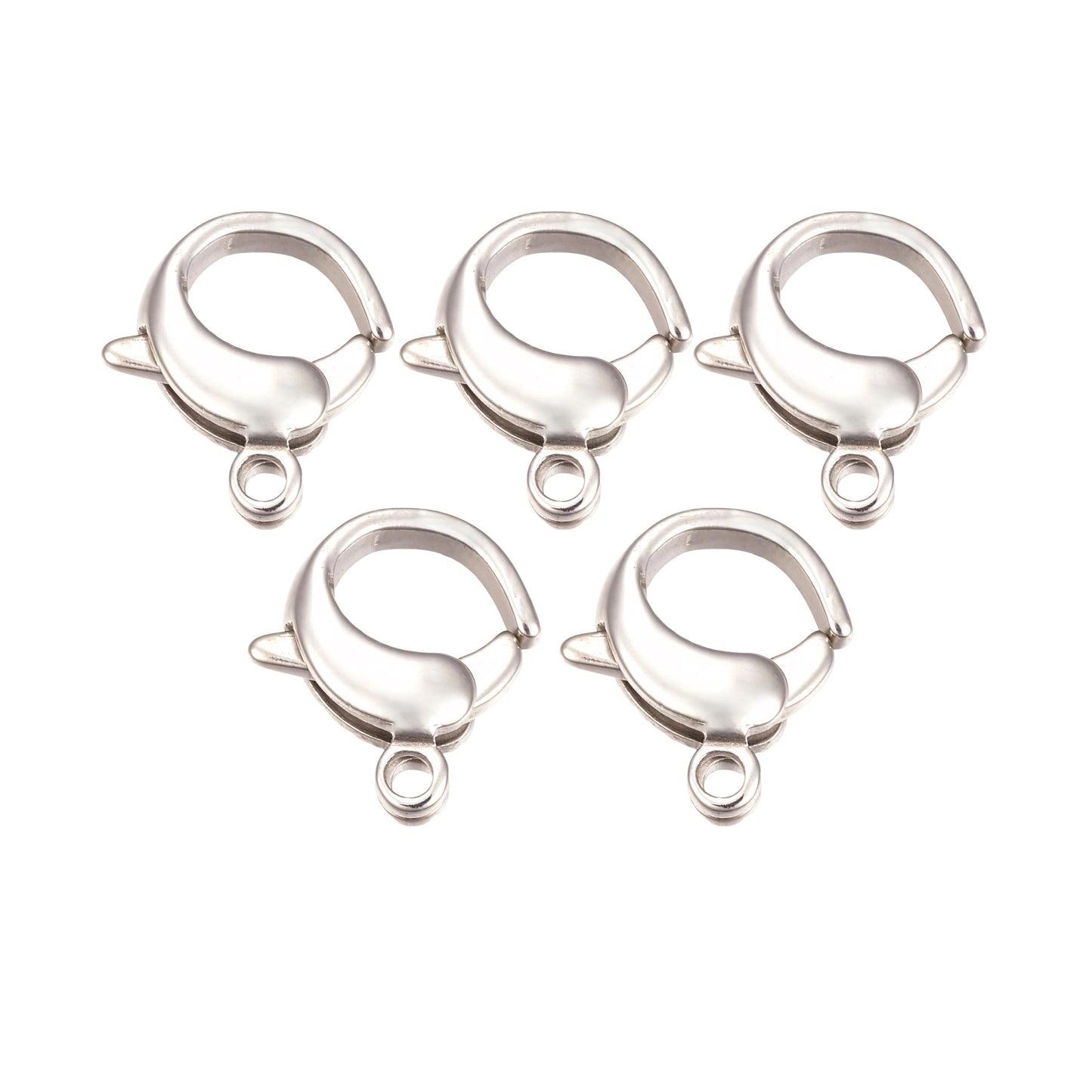 12mm- 5 Lobster Claw Clasps, Stainless Steel - SS065