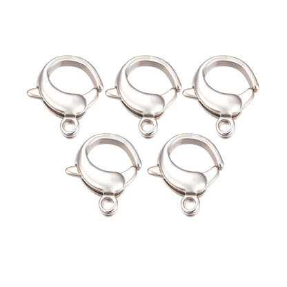 12mm- 5 Lobster Claw Clasps, Stainless Steel - SS065