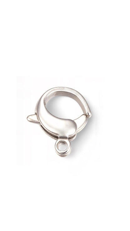 12mm- 5 Lobster Claw Clasps, Stainless Steel - SS065