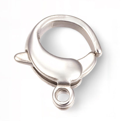 12mm- 5 Lobster Claw Clasps, Stainless Steel - SS065